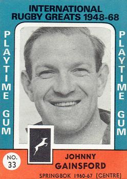1968 Playtime Gum International Rugby Greats 1948-68 #33 Johnny Gainsford Front
